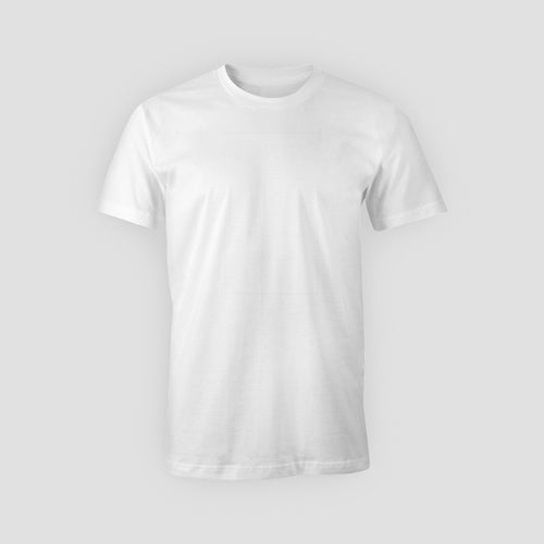 Przód białej koszulki basic bawełnaianej z okrąłym dekoltem hypemerch