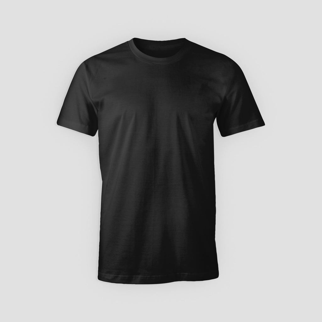 Przód czarnej koszulki basic bawełnaianej z okrąłym dekoltem hypemerch